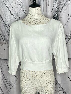 Sage the Label Top Linen Blend Tie Waist Large